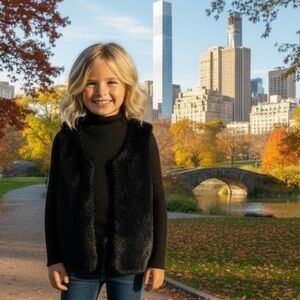 NWT Epic Threads Black Faux Fur Vest Fall Winter Luxe Warm Soft Cozy Holidays